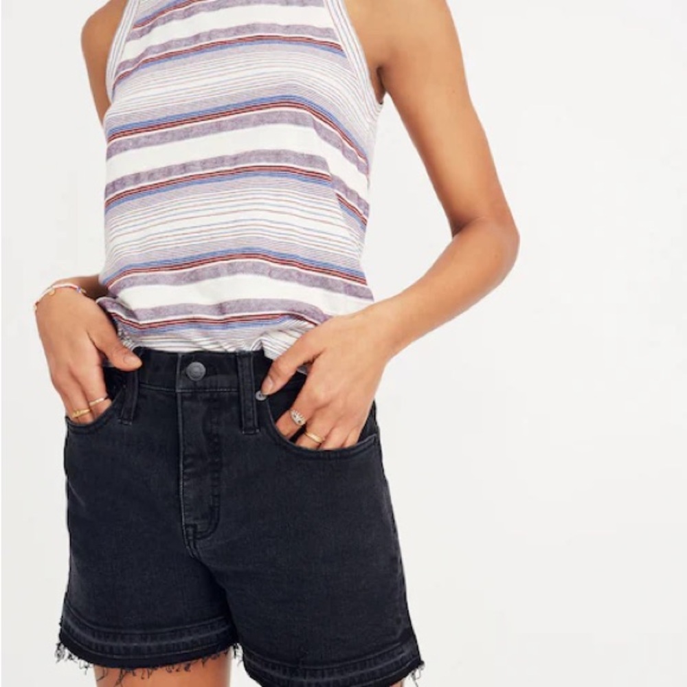 Madewell High Rise Denim Shorts Drop Hem Edition